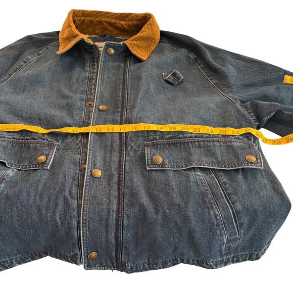Polo Ralph Lauren Denim Barn Jacket XL Blue Plaid Flannel Lined Corduroy Collar - Picture 11 of 16